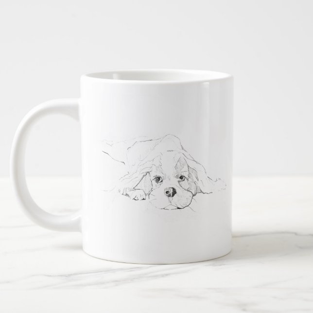 Café Grande Caneca de Estimação do Cavalier King Charles Spani (Esquerda)