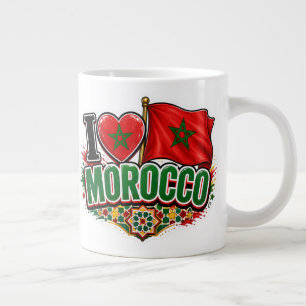 Café Grande Caneca de Fã de Futebol Marrocos Eu amo MARROCOS
