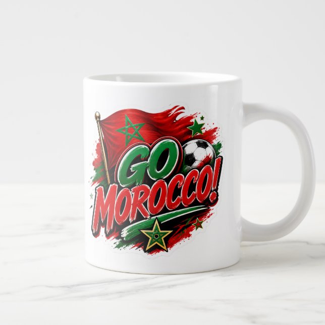 Café Grande Caneca de Fã de Futebol Marrocos Eu vou MARROCOS (Direita)