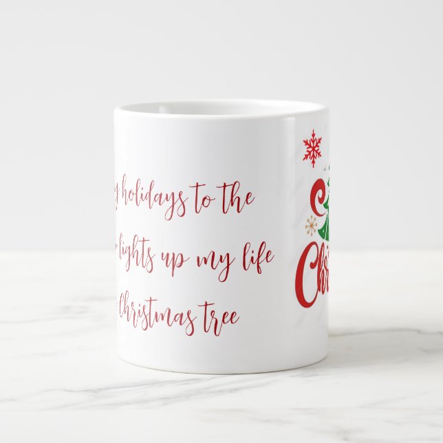 Café Grande Caneca de Feliz Natal com Citação Romântica (Frente)