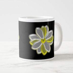 Café Grande Caneca de Flor de Margarida brilhante