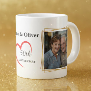 Café Grande Caneca de Foto Personalizada de Aniversário de 50 