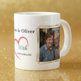 Café Grande Caneca de Foto Personalizada de Aniversário de 50