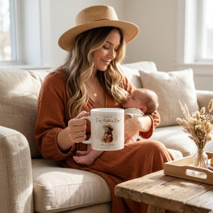 Café Grande Caneca de Foto Personalizada Feliz Primeiro Dia da