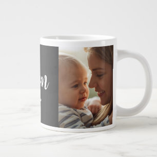 Café Grande Caneca de Foto Preta Tema 'Mãe Estabelecida'