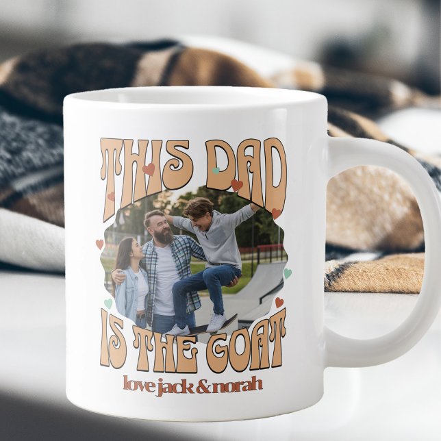 Café Grande Caneca de Foto Retro Este Pai é o Bode (Giant GOAT mug for greatest dad of all time)