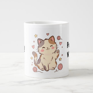 Café Grande Caneca de Gato Malhado Kawaii Fofa – Ronrone Mais,