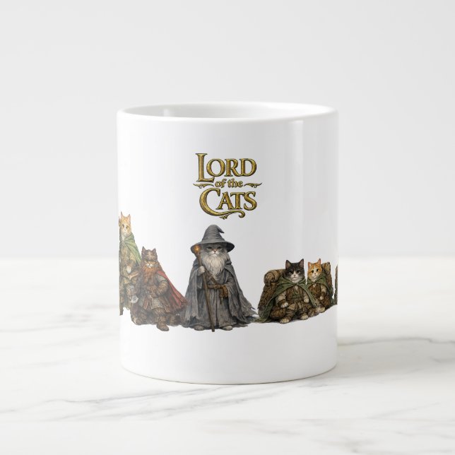 Café Grande Caneca de Gatos de Fantasia Épica (Frente)