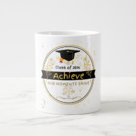 Café Grande Caneca de Graduação da Turma de 2026 Floral Dourad