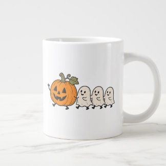 Café Grande Caneca de Halloween com Desfile de Fantasmas Fofos