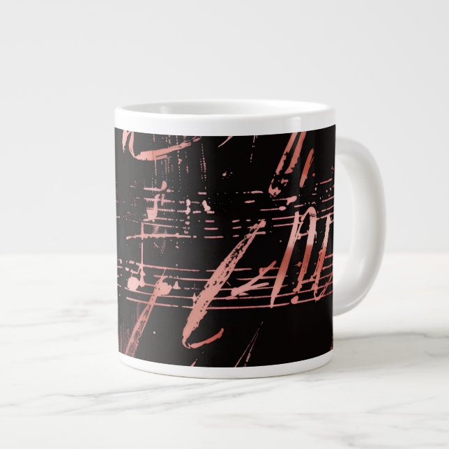 Café Grande Caneca de Latte de Cerâmica Jumbo com Notas Musica (Frente Esquerda)