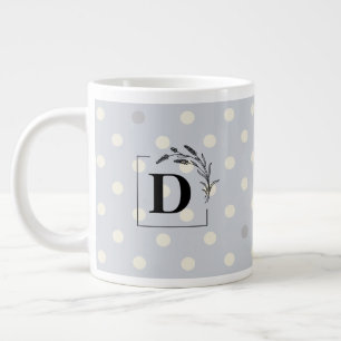 Café Grande Caneca de Monograma de Bolinhas Elegantes – Presen
