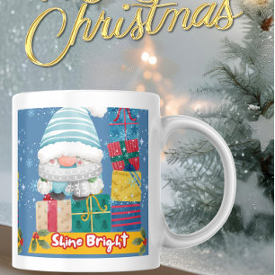 Café Grande Caneca de Natal "Brilhe Forte" Homem de Neve Fofo