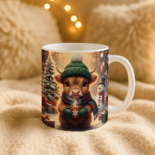 Café Grande Caneca de Natal de Vaca das Terras Altas, Arte de 
