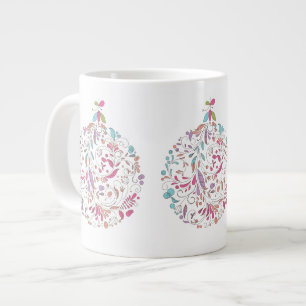 Café Grande Caneca de Natal, Design de Ornamento Floral Pastel