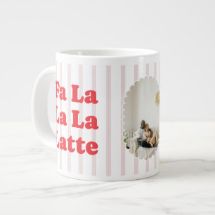 Café Grande Caneca de Natal Fa La La Latte Foto Retro Personal
