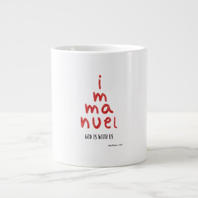 Café Grande Caneca de Natal Immanuel Deus Está Conosco  (Frente)