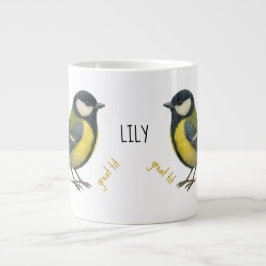 Café Grande Caneca de Pássaro Personalizada com o Chapim