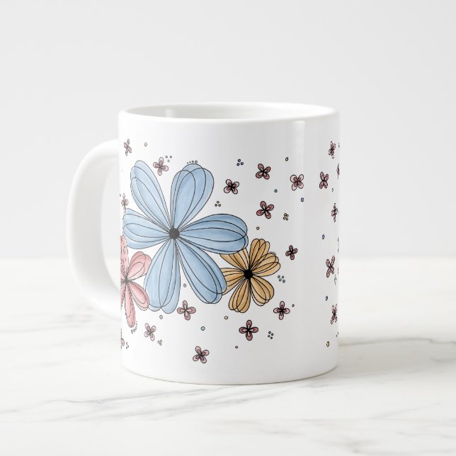 Café Grande Caneca de Pétalas Flutuantes – Caneca Colorida (Frente Esquerda)