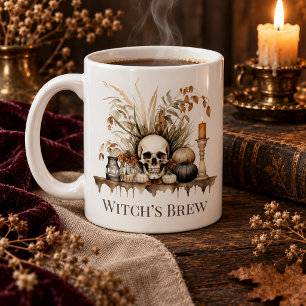 Café Grande Caneca de Poção de Bruxa – Desenho de Caveira de O