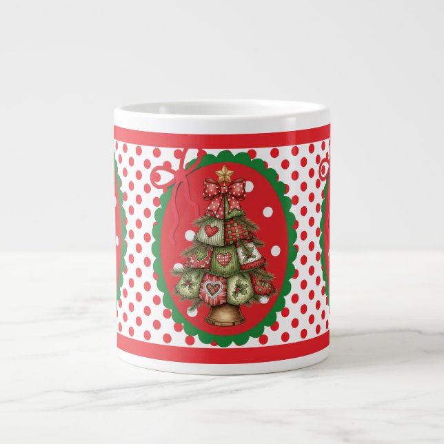 Café Grande Caneca de Pontos Vermelhos (Frente)