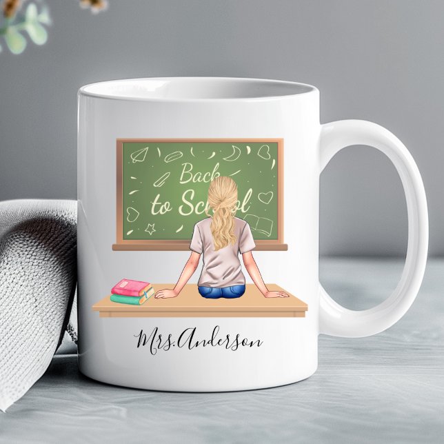 Café Grande Caneca de Professor Quadro Negro Volta às Aulas Lo (Criador carregado)