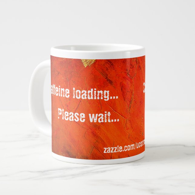 Café Grande Caneca de Terracota Carregando Cafeína (Frente Esquerda)