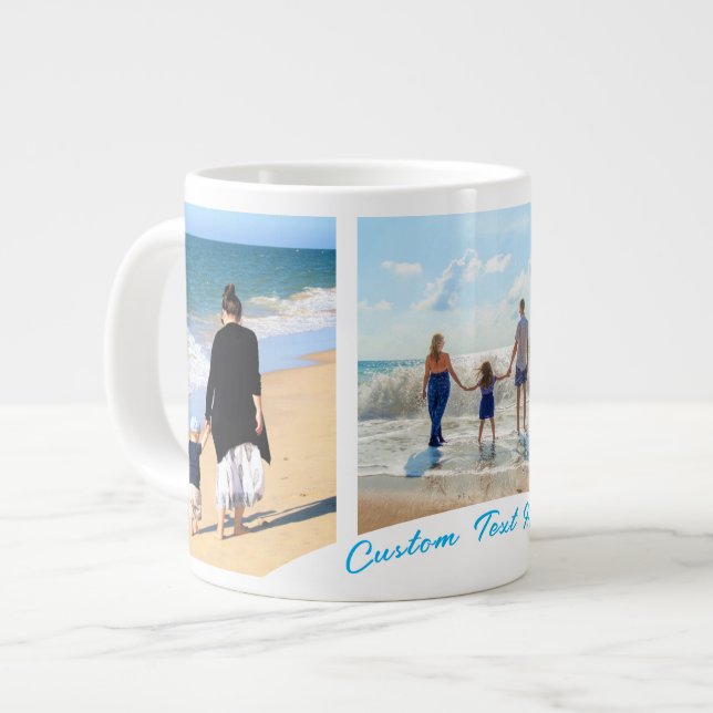 Café Grande Caneca de Texto de Colagem de Fotos Personalizadas (Frente Esquerda)