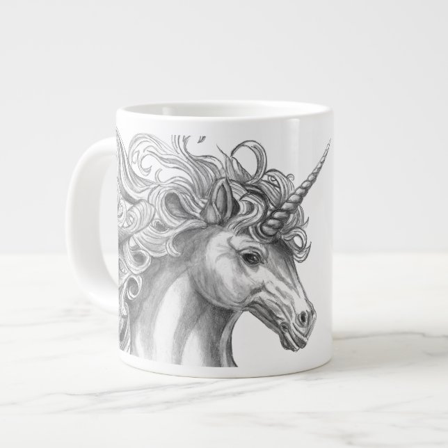 Café Grande Caneca de Unicórnio Mitológico Personalizada (Frente Esquerda)