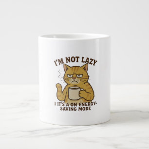 Café Grande Caneca do Gato Mal-Humorado em Modo de Economia de