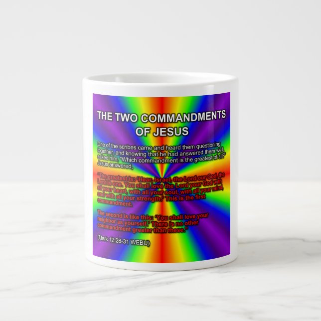 Café Grande Caneca Dos Dois Mandamentos De Jesus (Frente)