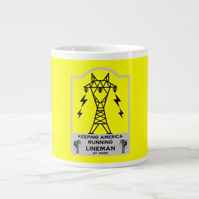 Café Grande Caneca Engraçada de Lineman – Presente de Lineman  (Frente)