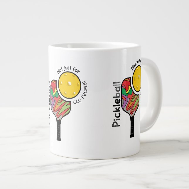 Café Grande Caneca engraçada de Pickleball para jogadores de t (Frente Esquerda)
