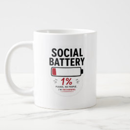 Café Grande Caneca Especial Bateria Social Baixa | Humor de In