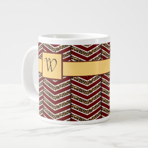 Café Grande Caneca Especial com Estampa de Leopardo em Chevron