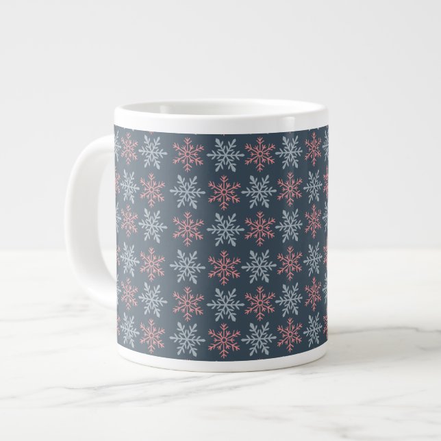 Café Grande Caneca Especial Floco de Neve de Inverno (Frente Esquerda)