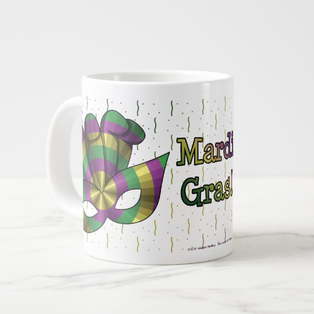 Café Grande Caneca Especial Máscara de Mardi Gras (Frente Esquerda)