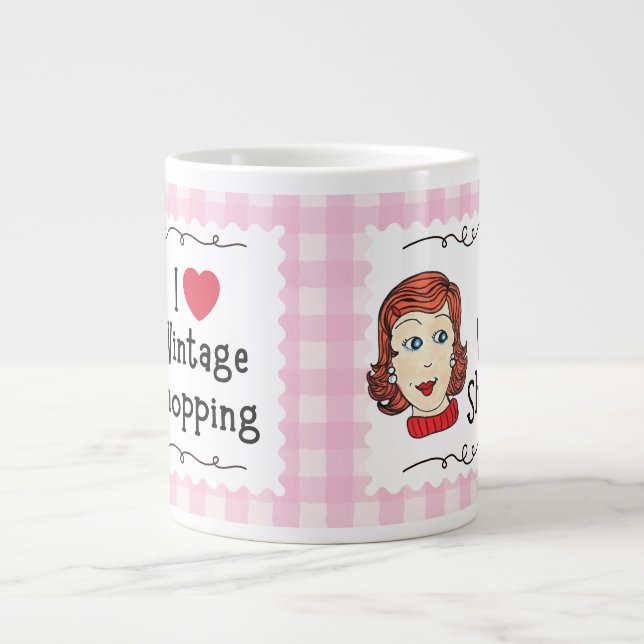 Café Grande Caneca Eu Amo Compras de Vintage (Frente)