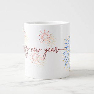 Café Grande Caneca Feliz Ano Novo 2026 – Fogos de Artifício &