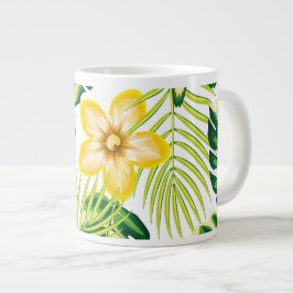 Café Grande Caneca Floral Tropical de Verão Ensolarada & Palma