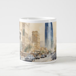 Café Grande Caneca Gigante Cena de Rua de Riade – Aquarela Ser