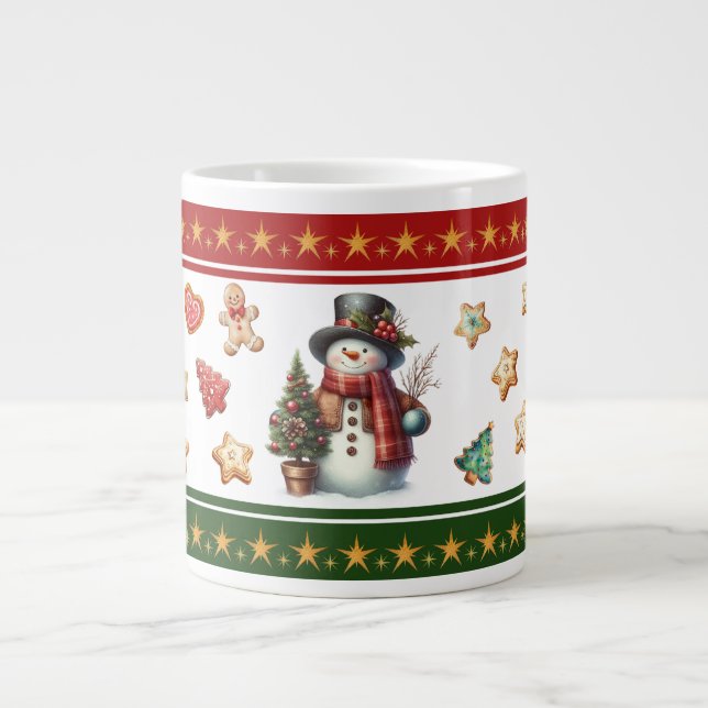 Café Grande Caneca Gigante com Boneco de Neve e Biscoitos de N (Frente)
