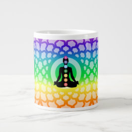 Café Grande Caneca Gigante de Ioga Chakra Arco-íris Arte de Ge