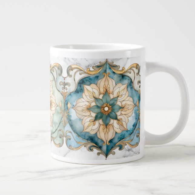 Café Grande Caneca Gigante Têxtil Flor de Cerúleo (Direita)