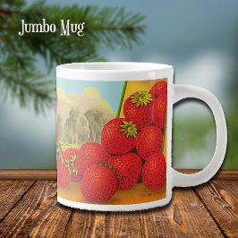 Café Grande Caneca Jumbo Arte de Caixa Paisagem Morango Vintag