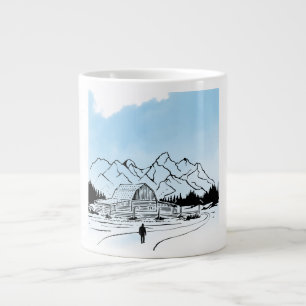 Café Grande Caneca Jumbo Aventura Minimalista de Montanha de I