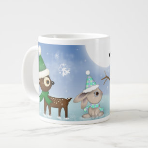 Café Grande Caneca Jumbo Boneco de Neve de Natal Coelhinho e C