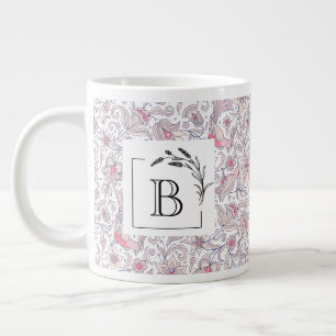 Café Grande Caneca Jumbo com Monograma de Arabesco Floral, Fav