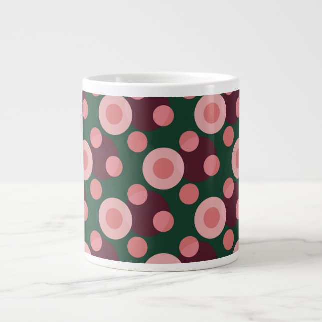 Café Grande Caneca Jumbo com Padrão de Bolinhas Ousado e Retrô (Frente)