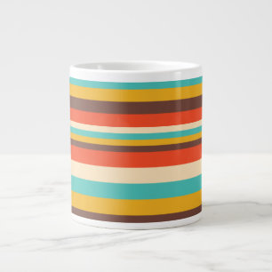 Café Grande Caneca Jumbo com Padrão de Listras Retrô